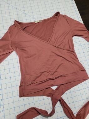 Wrap-Front Women's Top in Dusty Rose